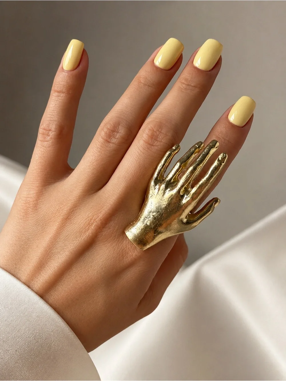 Statement Gold Hand Ring | Sculptural Abstract Chunky Cocktail Ring | Adjustable